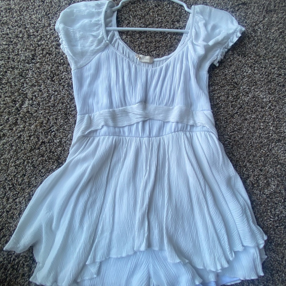 White Ruffle Romper - Picture 1 of 3